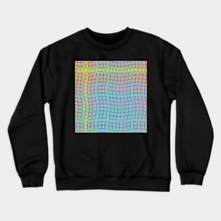 Wavy Plaid Rainbow on Soft Green Crewneck Sweatshirt